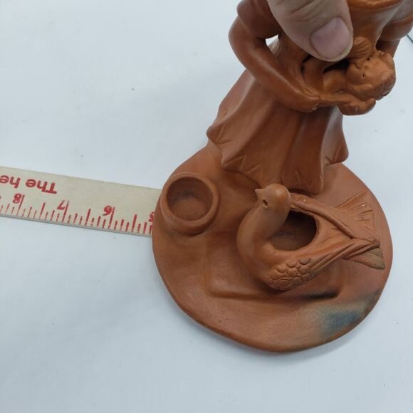 Vintage Woman & Baby Terracotta Figurine Hand Sculpted Clay Figure 7.5" Tall - Picture 3 of 9